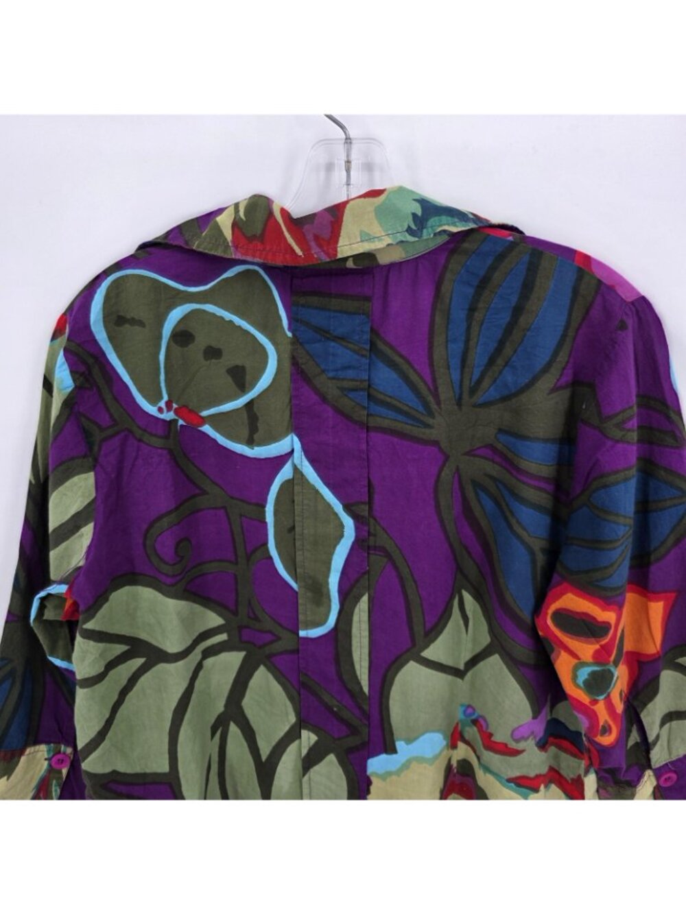 Soft Surroundings Tunic Shirt Women L Purple Floral Pockets Boho Artsy Lagenlook - Picture 12 of 15